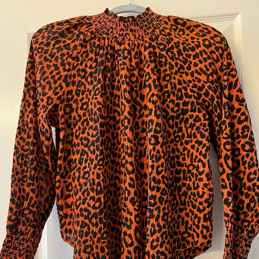 Loft, burnt orange animal prints flowy blouse. Brand new with tag. Size SP